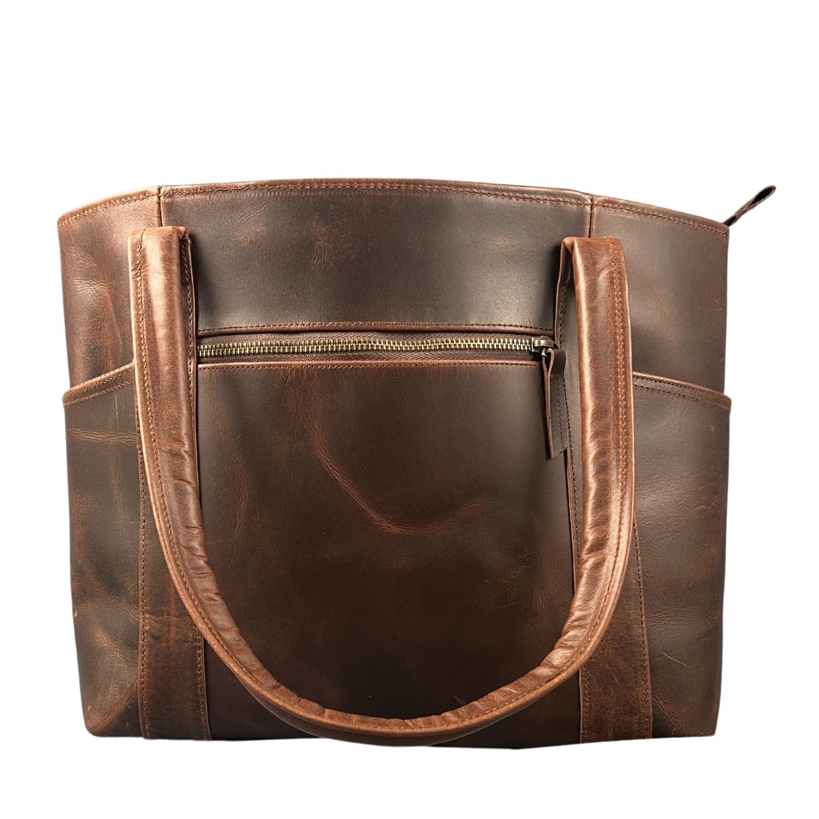 Madosh Genuine Leather Brown Tote Bag Messenger Bag Ladies Purse Crossbody Shoulder Satchel Handbag